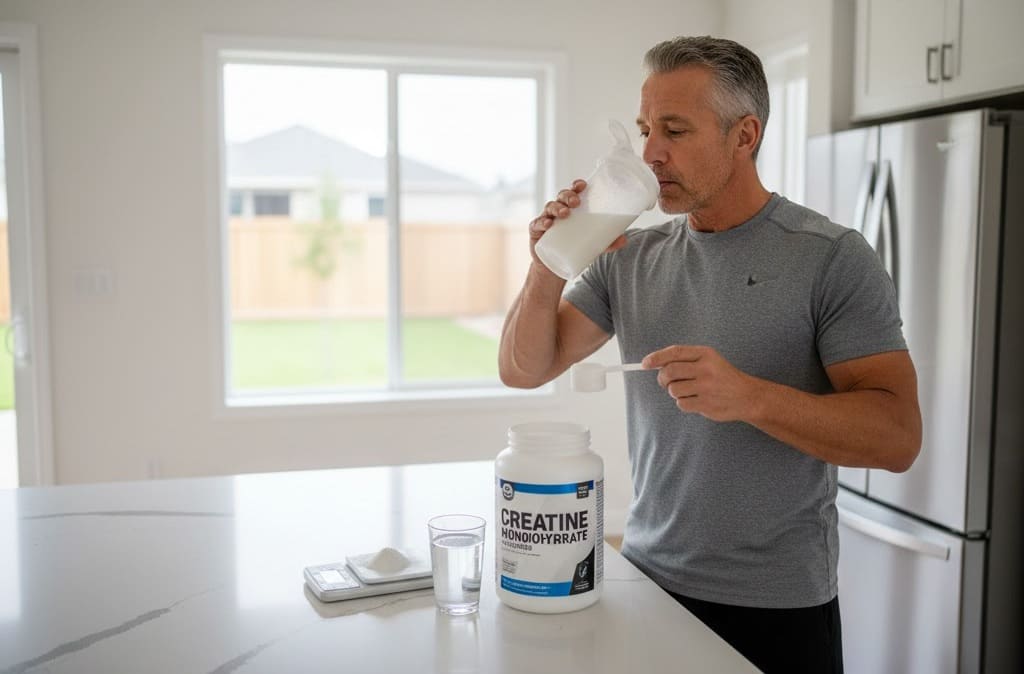 Man taking creatine