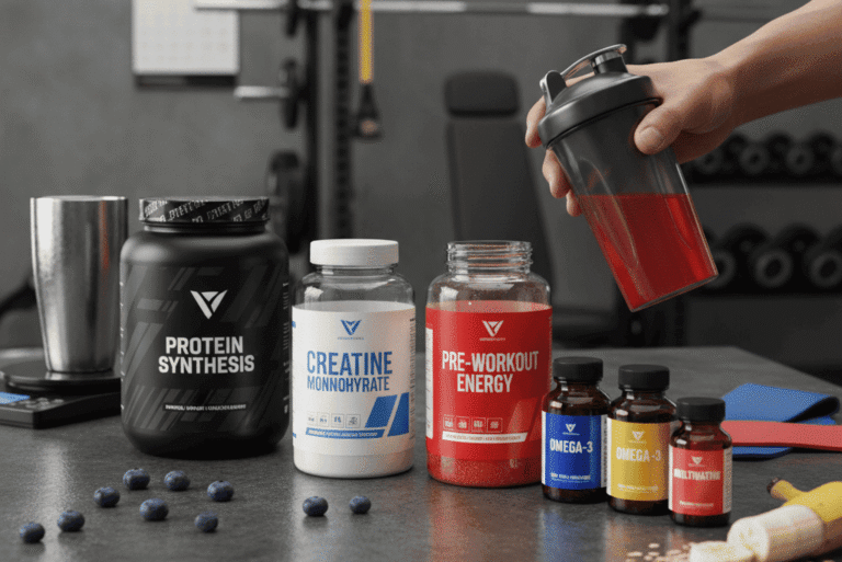 Supplements put on a table