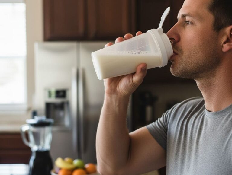 Man drinking supplements from a shaker