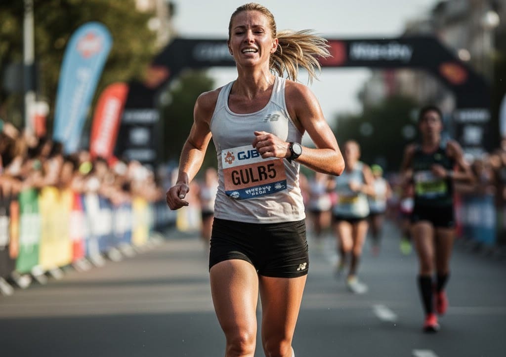woman running sweating