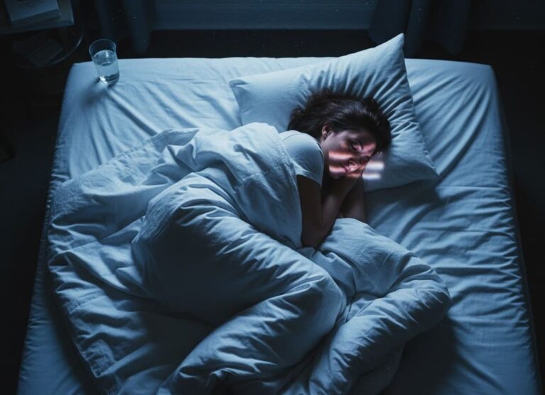 Woman sleeping after taking magnesium